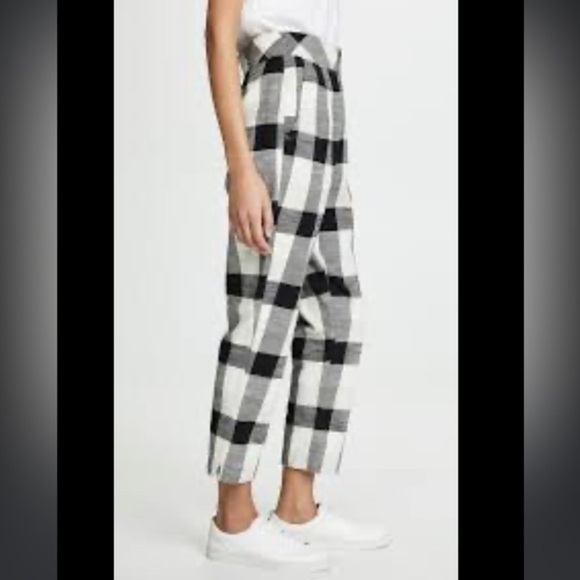 Free People pants Clear Skies Crop Pant - Black & White Bold Checks Size Small - Picture 2 of 6